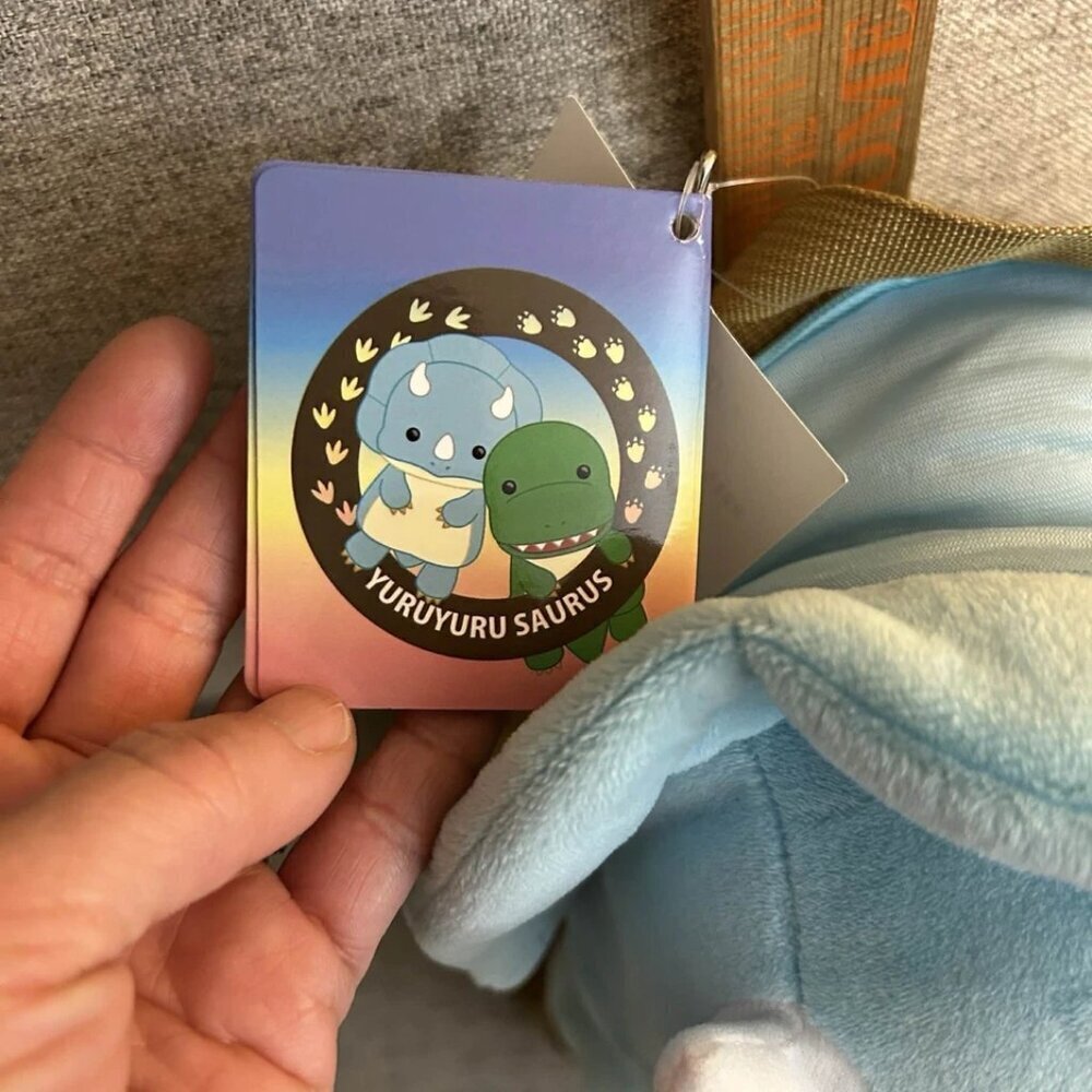 NWT Japan Yuru Yuru Saurus Blue Triceratops Plush Kids Backpack - Picture 5 of 5